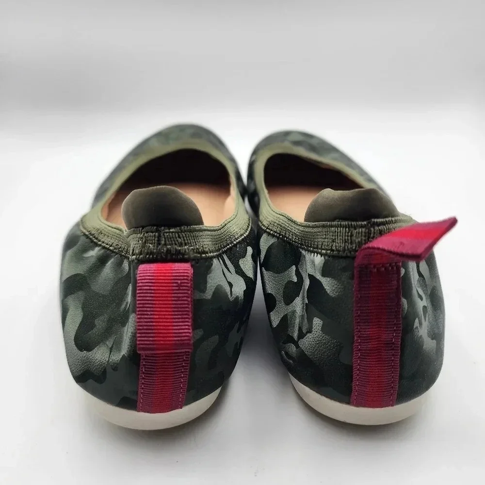 LifeStride Women's Devoted Green Camo Slip-on Ballet Flats Comfort Casual